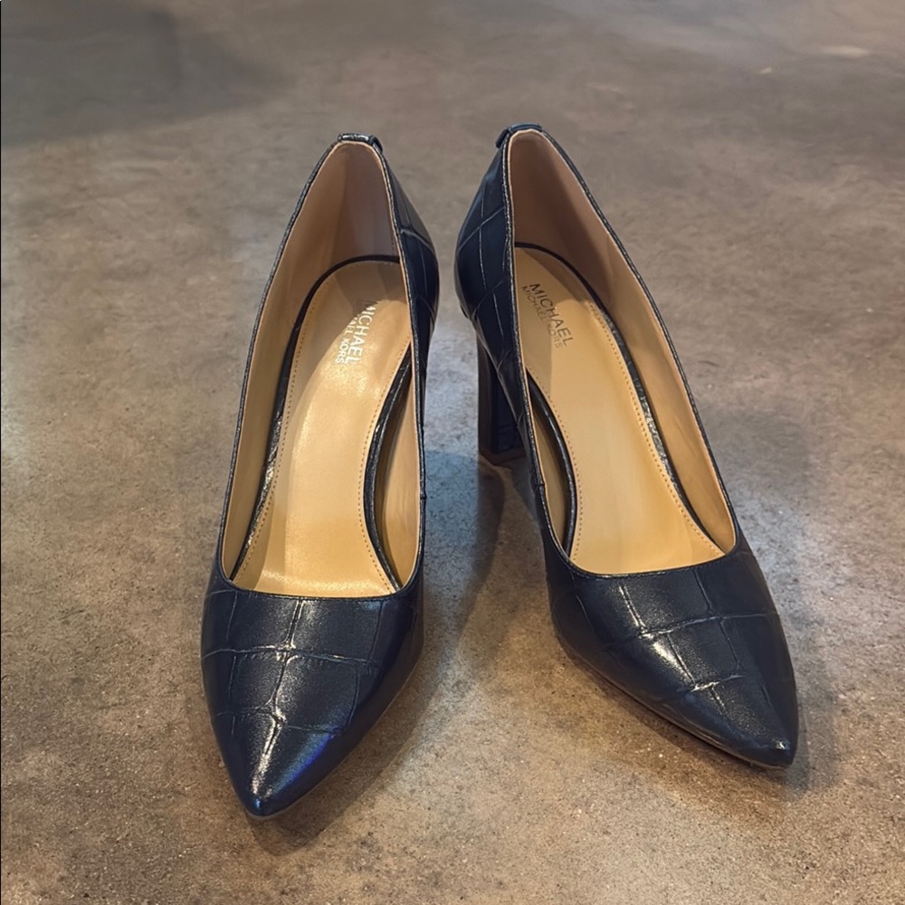 Michael Kors Navy Croc-Patterned Heels